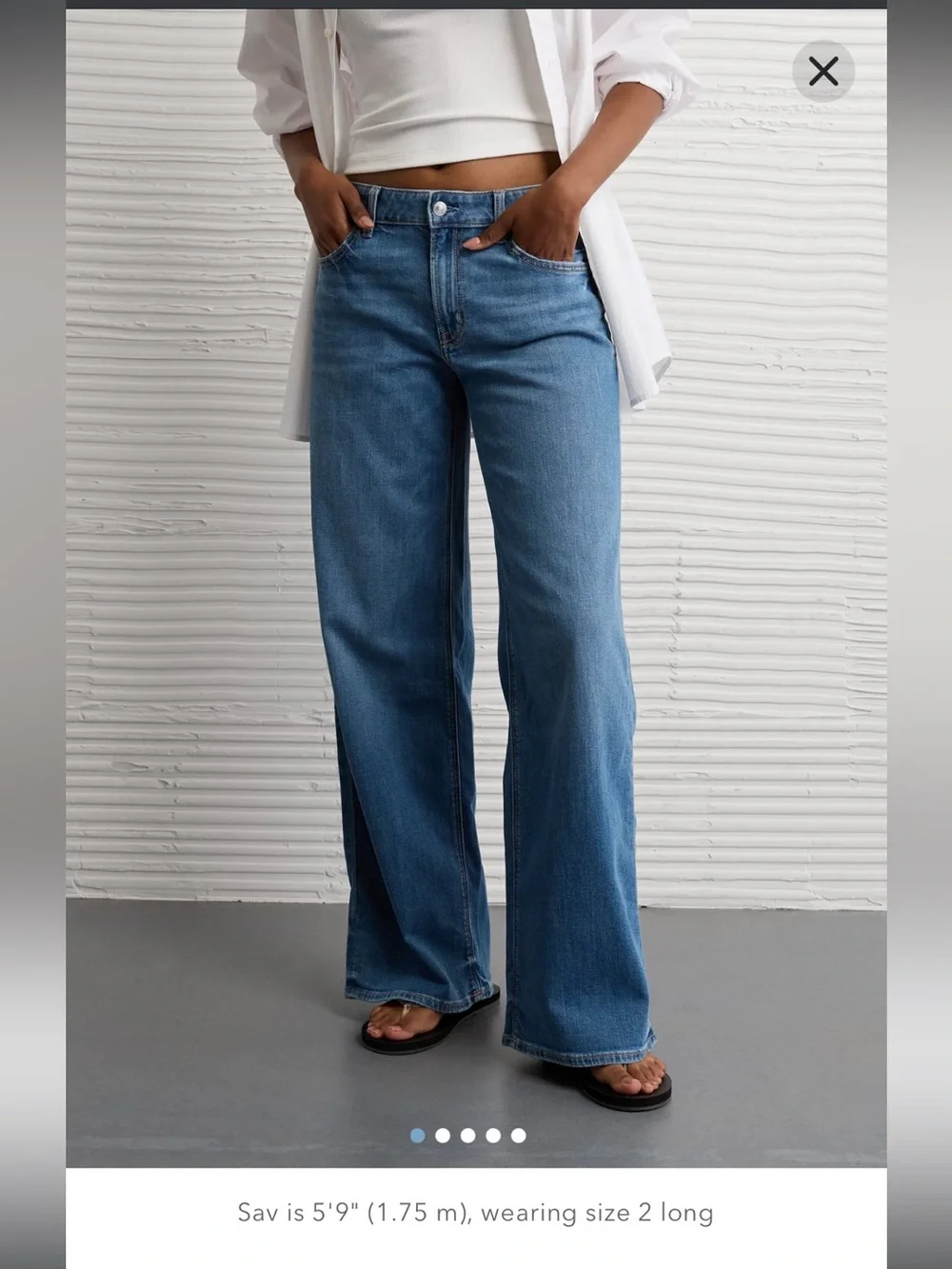 American Eagle Dreamy Drape Stretch Low Rise Baggy Wide Leg Jean - Picture 11 of 13